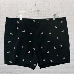 St.‎ John’s Bay Shorts Women’s 18 Black Watermelon Embroidered Summer Casual